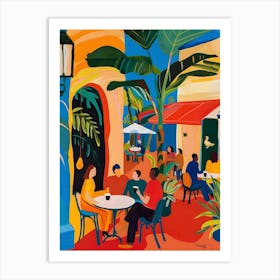 Matisse Inspired, Cafe At The Plaza, Fauvism Style Art Print