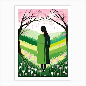 Woman In A Green Coat Art Print