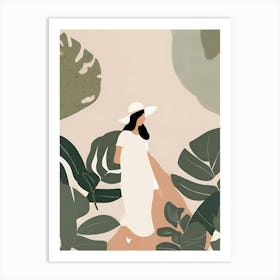 Woman Walking In The Jungle Art Print