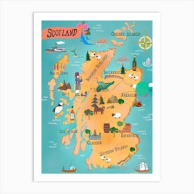 Scotland Map Art Print