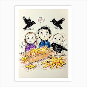 French Fries And Crows Art Print