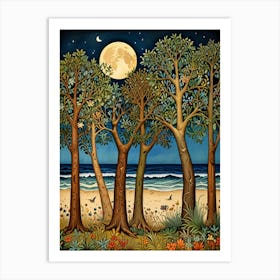 William Morris Moonlight On The Beach 1 Art Print