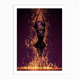 Anime Girl In Flames Art Print