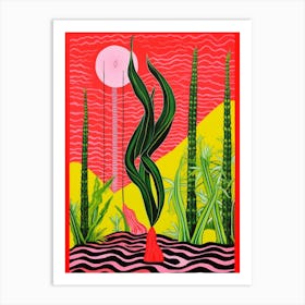 Pink And Red Plant Illustration Snake Plant 4 Art Print