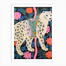 Maximalist Animal Painting Snow Leopard 4 Art Print
