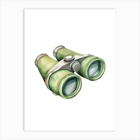 Watercolor Binoculars Isolated On White Background Art Print