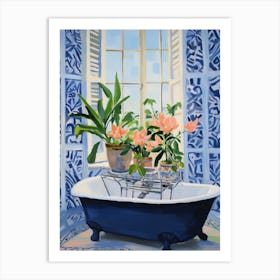 A Bathtube Full Lily In A Bathroom 1 Art Print