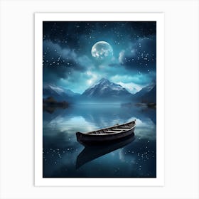 Moonlight Over Lake 1 Art Print