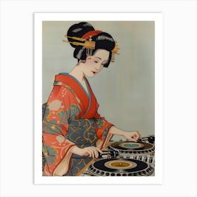 Japanese Dj Geisha Art Print