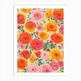 Ranunculus Floral Print Warm Tones 2 Flower Art Print