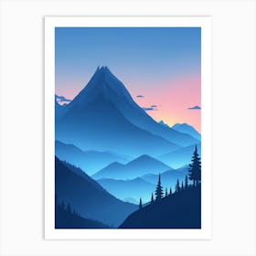 Misty Mountains Vertical Composition In Blue Tone 134 Art Print