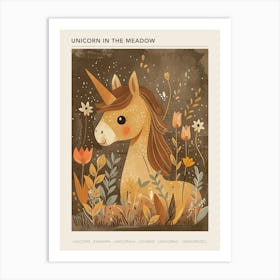 Unicorn In The Meadow Mocha Pastel 4 Poster Art Print