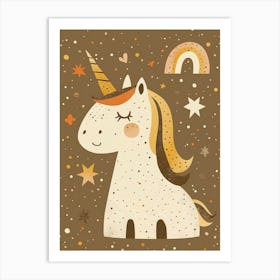 Unicorn & Stars Muted Pastels 1 Art Print