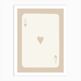 Ace Playing Card Beige Art Print