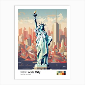 New York City, Usa, Geometric Illustration 2 Poster Art Print