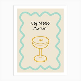 Espresso Martini Doodle Poster Teal & Orange Art Print