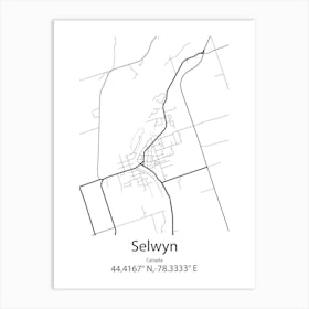 Selwyn,Canada Minimalist Map Art Print