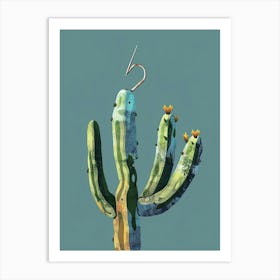 Fishhook Cactus Minimalist Abstract Illustration 2 Art Print