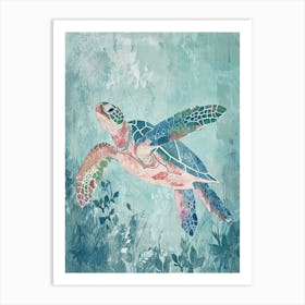 Sea Turtle Exploring The Ocean Painting 1 Art Print