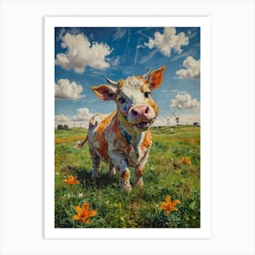 Cow In The Meadow Art Print