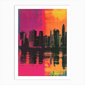 City Skyline Retro Polaroid Inspired Art Print