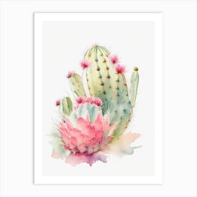 Strawberry Cactus Pastel Watercolour Art Print