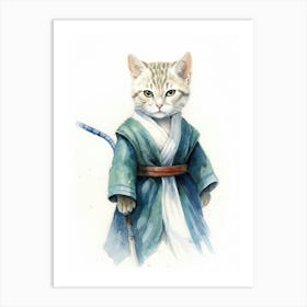 American Shorthair Cat As A Jedi 2 Art Print