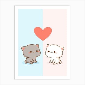 Kawaii Cats Kitten Love Art Print