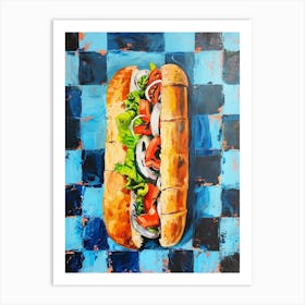 Baguette Checkered Blue Painting 2 Art Print