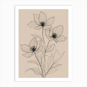 Floral Line Art Print (7) Art Print