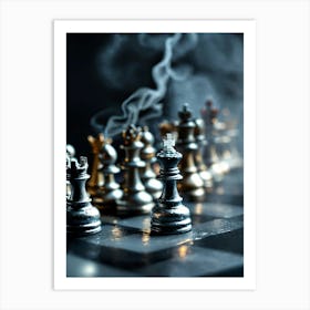 Chess Pieces On Chessboard 1 Art Print