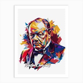 Winston Churchill 01 Portrait WPAP Pop Art Art Print