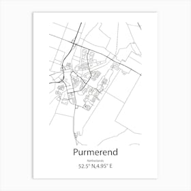 Purmerend,Netherlands Minimalist Map Art Print