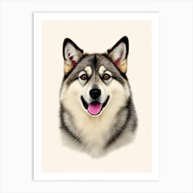 Norwegian Elkhound Illustration Dog Art Print
