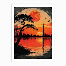 Sunset In Tokyo 2 Art Print