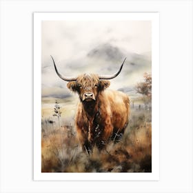 Highland Cow Under The Cloudy Sky 3 Art Print
