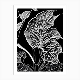Morning Glory Leaf Linocut 1 Art Print