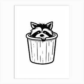 A Minimalist Line Art Piece Of A Tres Marias Raccoon 3 Art Print