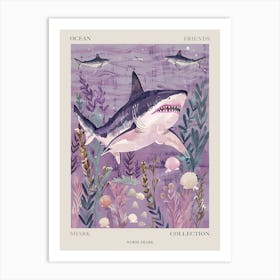 Purple Nurse Shark Illustration 2 Poster Art Print