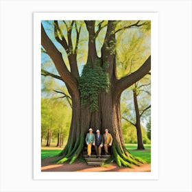 Three Men In Front Of A Tree Art Print