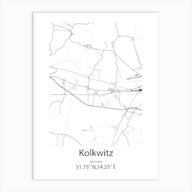 Kolkwitz,Germany Minimalist Map Art Print