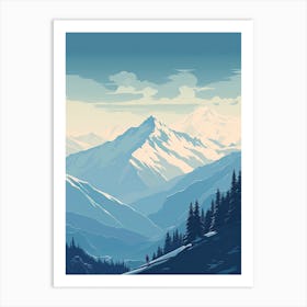 Hakuba Valley   Nagano, Japan, Ski Resort Illustration 2 Simple Style Art Print