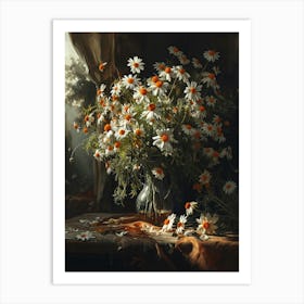 Baroque Floral Still Life Oxeye Daisy 3 Art Print