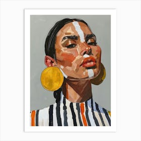 Woman With Gold Earrings 3 Art Print