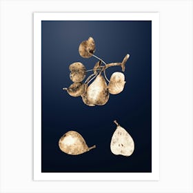 Gold Botanical Pear on Midnight Navy n.0860 Art Print