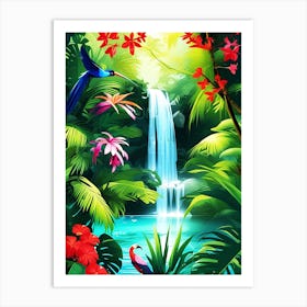 Waterfall In The Jungle 5 Art Print