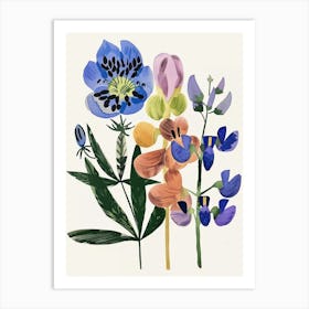 Painted Florals Aconitum 1 Art Print