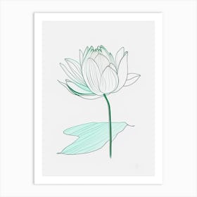 Water Lily Floral Minimal Line Drawing 1 Flower Art Print