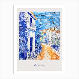 Algarve Portugal Mediterranean Blue Drawing Poster Art Print