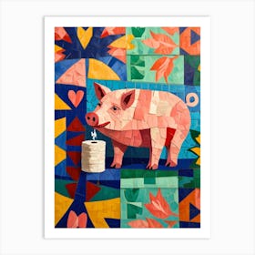 Pig In A Roll Art Print